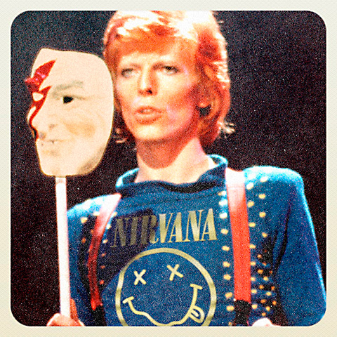 David Bowie v tričku Nirvana