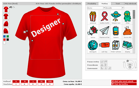Univerzálna webová aplikácia na navrhovanie potlače tričiek.